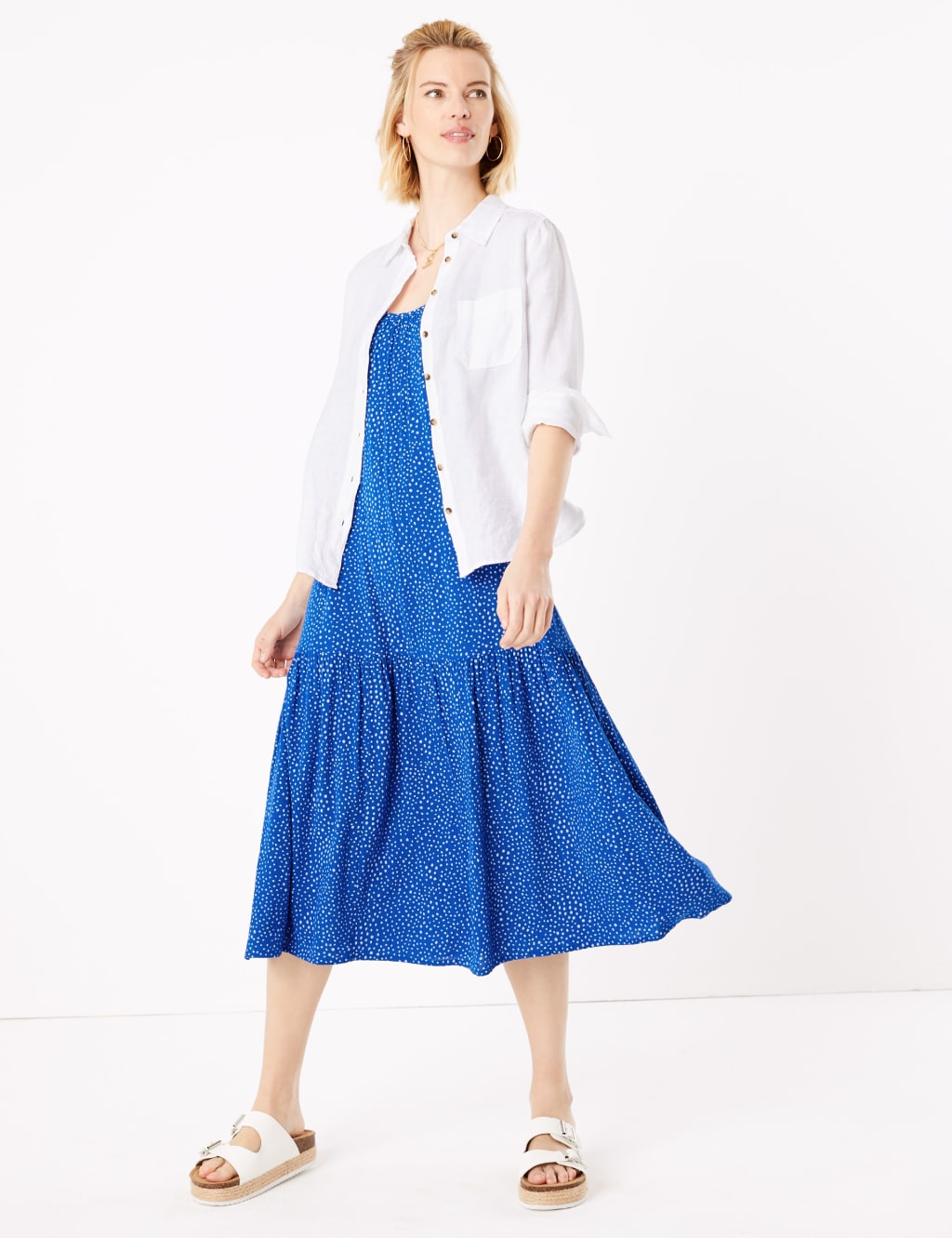 Polka dot midi slip dress discount