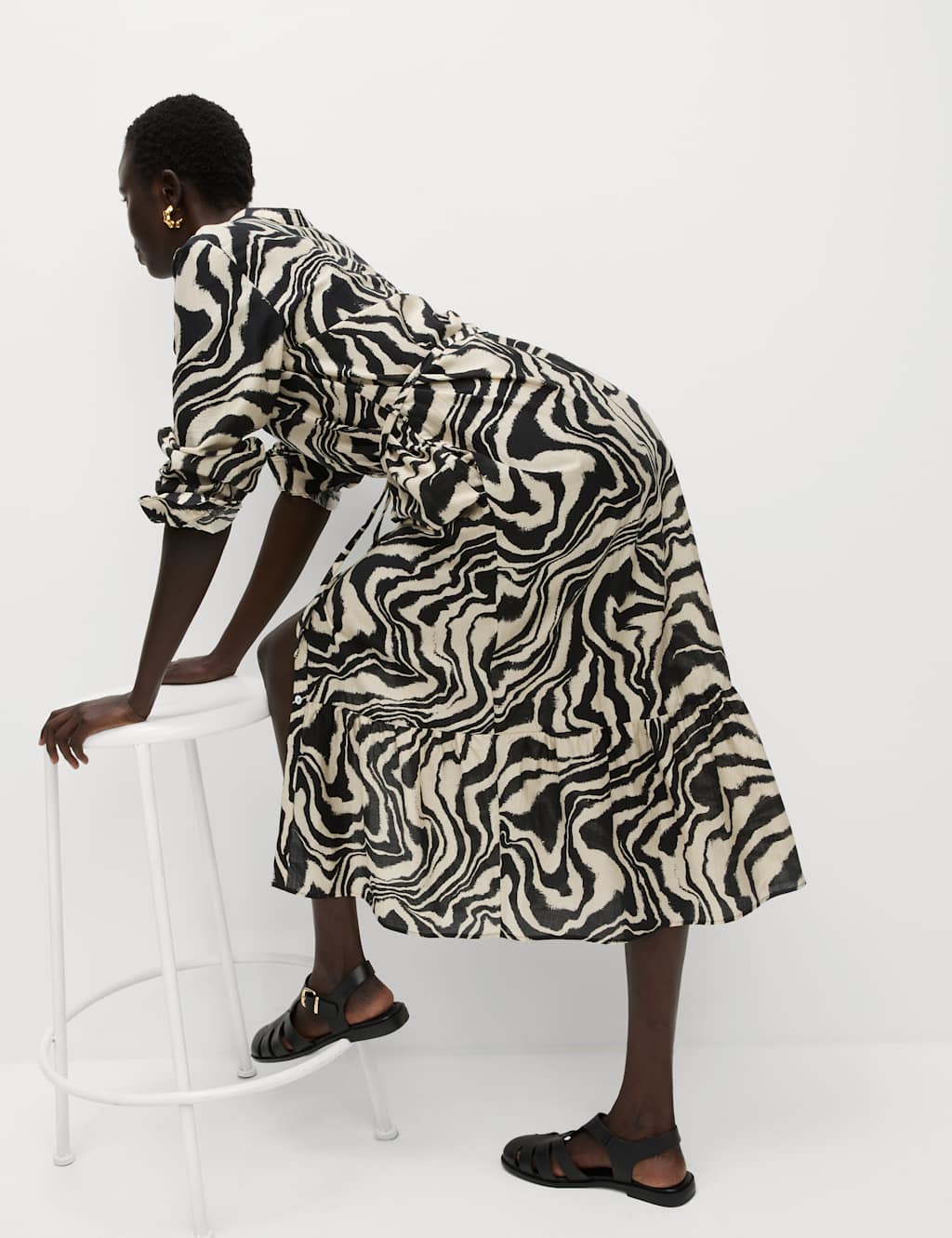Lyocell Rich Printed Midi Relaxed Dress 5 of 7
