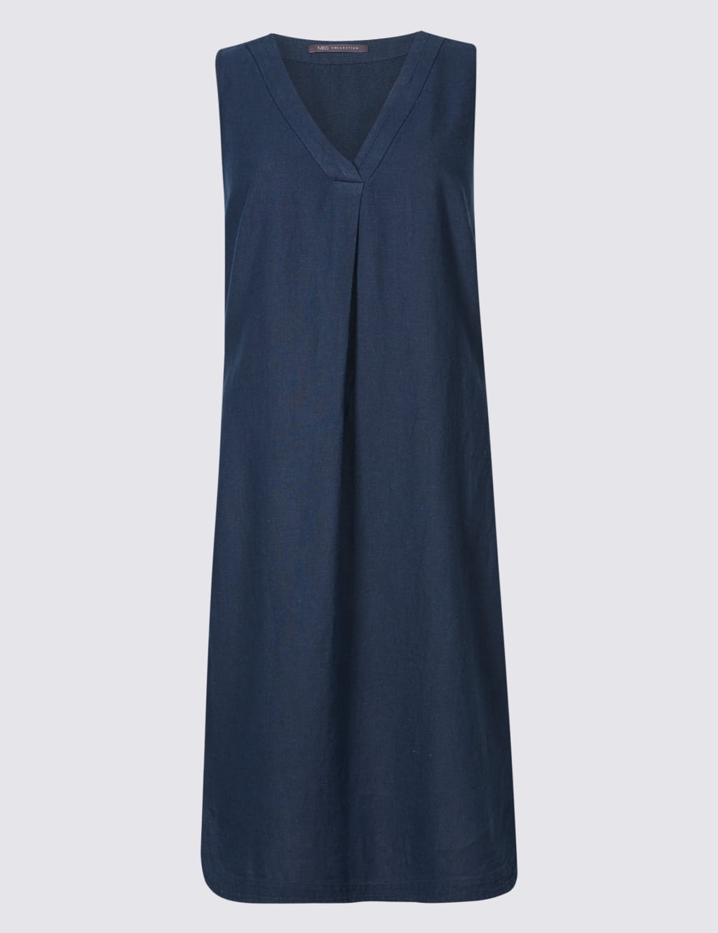 Linen Blend Curved Hem V-Neck Tunic Dress 2 of 5
