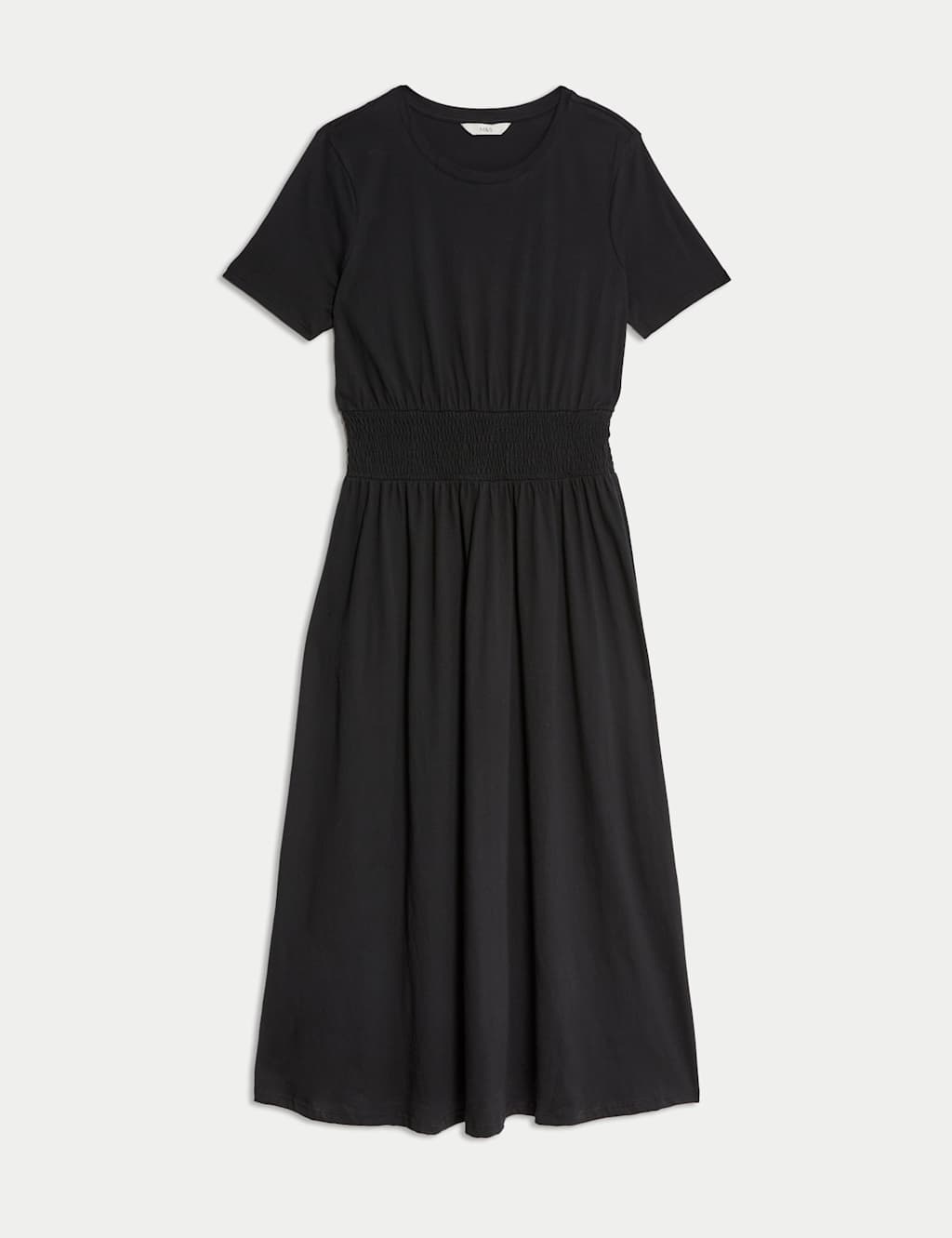 Pure Cotton Shirred Midi Waisted Dress 2 of 7