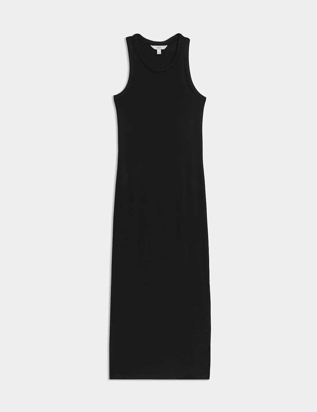 Cotton Rich Ribbed Crew Neck Midi Column Dress 2 of 4