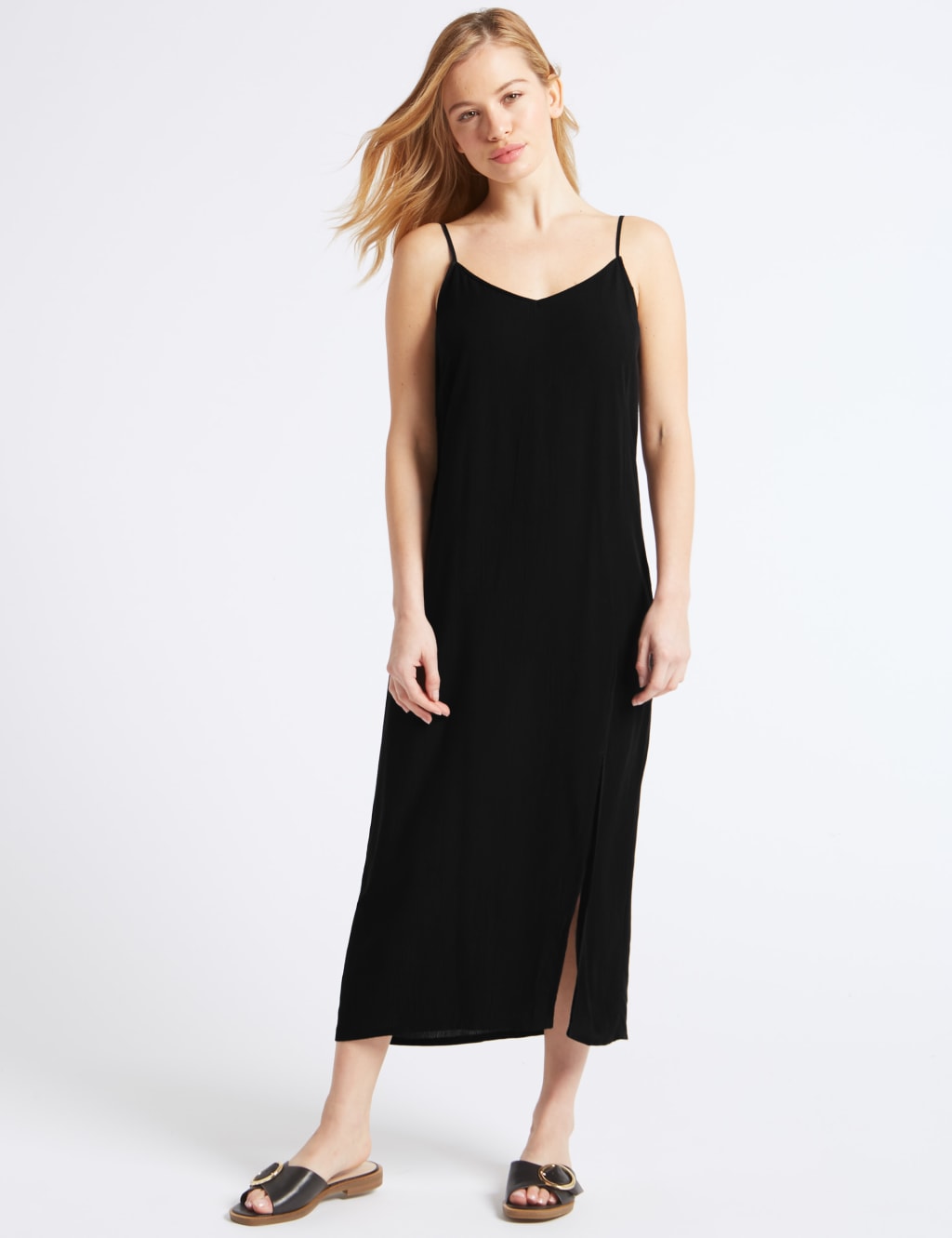 M&s black slip dress 2025