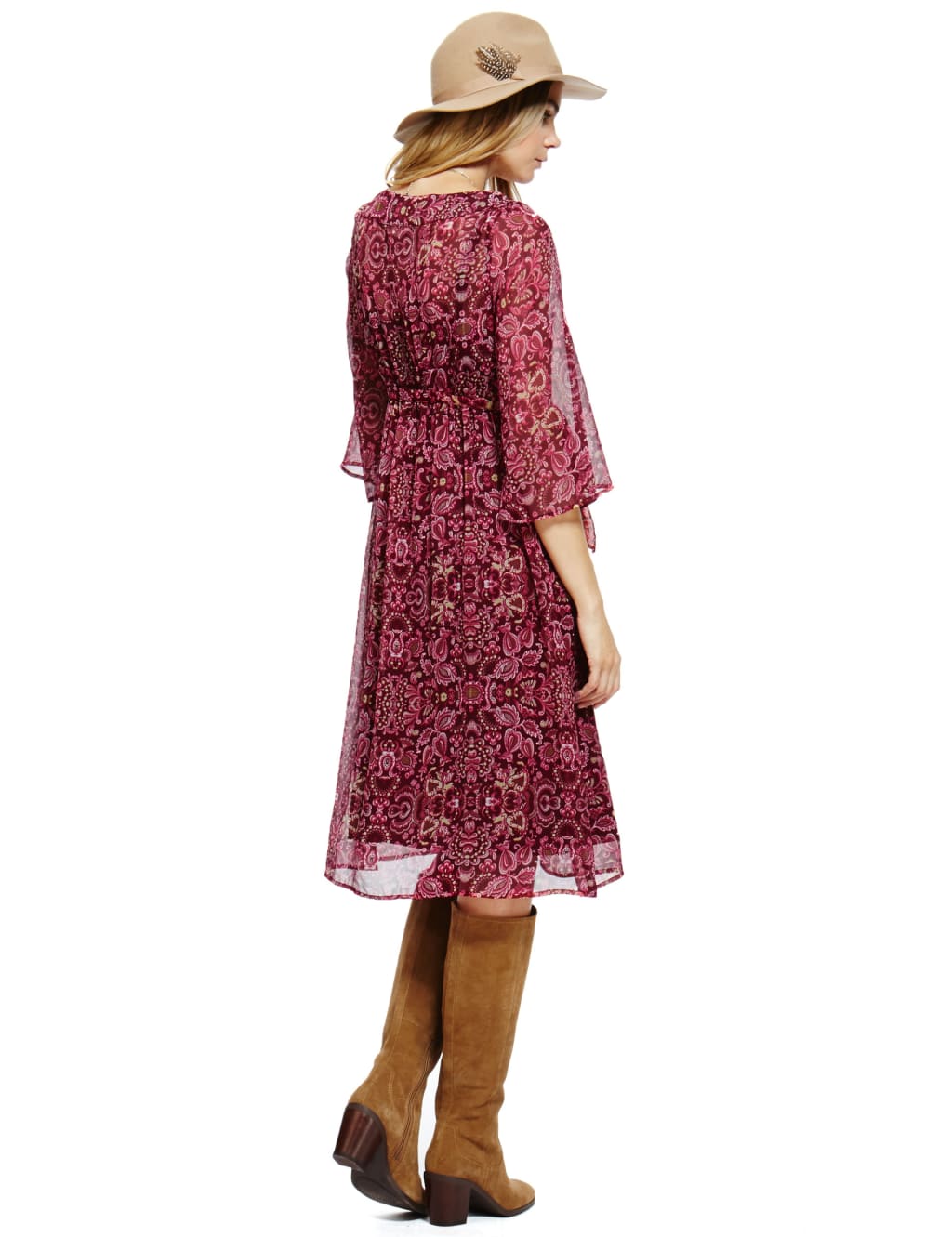 Bohemia Floral Kimono Fit & Flare Dress with Camisole 4 of 4