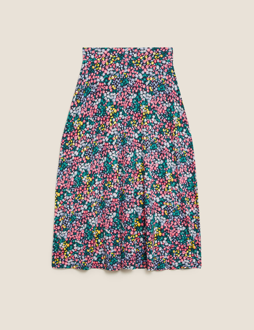 Jersey Floral Midi Skater Skirt 2 of 5