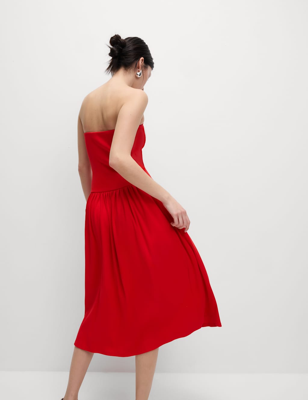 Cotton Rich Bandeau Midi Drop Waist Dress 6 of 6