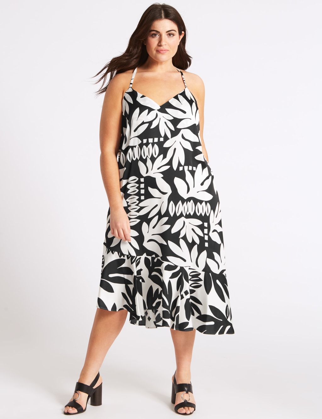 Printed Asymmetric Slip Midi Dress 3 of 5