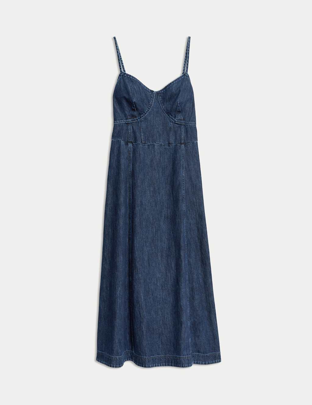 Pure Cotton Denim Strappy Midi Cami Dress 2 of 5