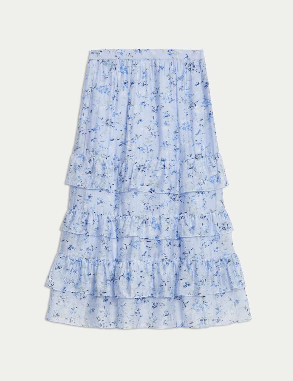 Lyocell Rich Floral Midi Tiered Skirt 2 of 5