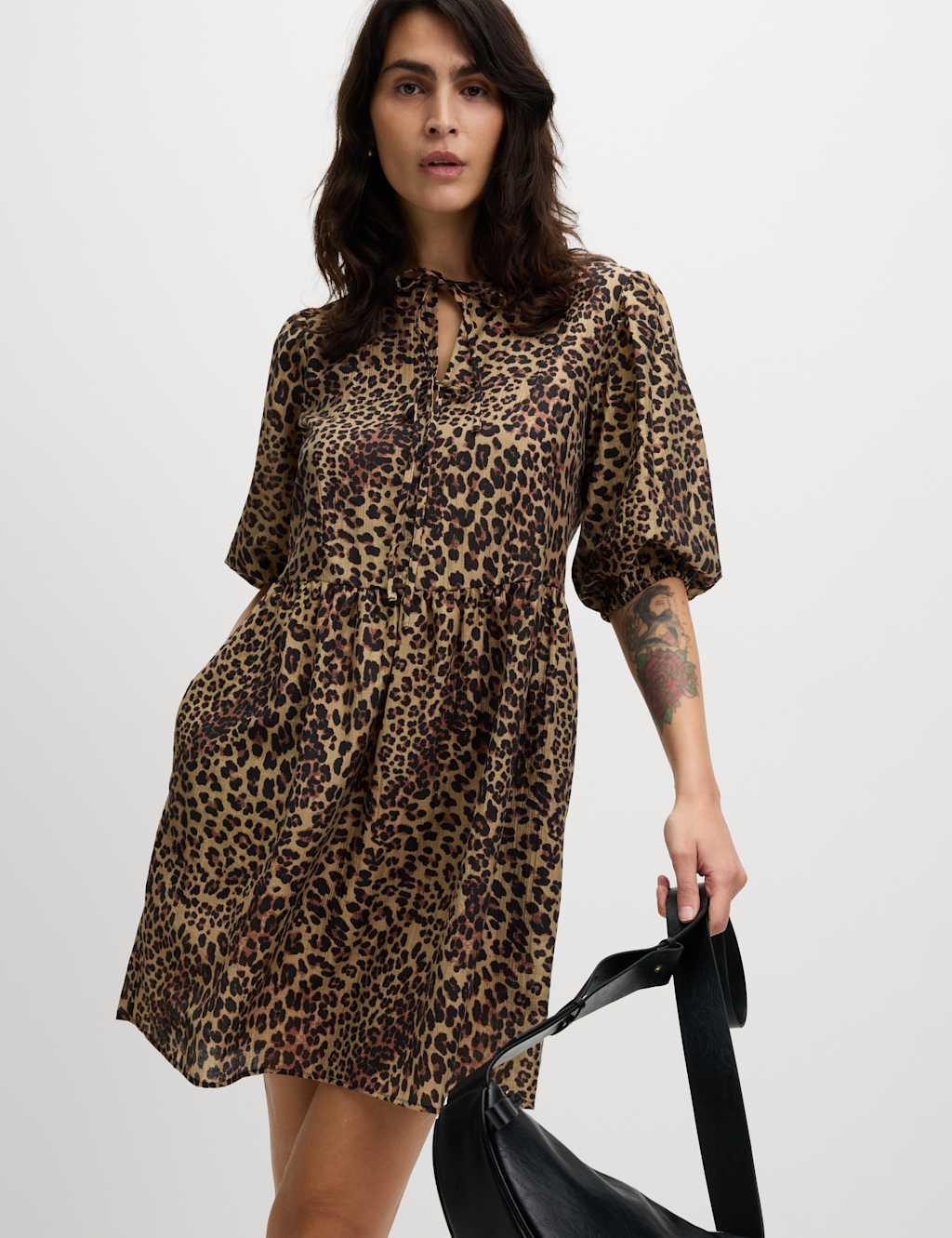 Lyocell Rich Leopard Print Mini Waisted Dress 3 of 6