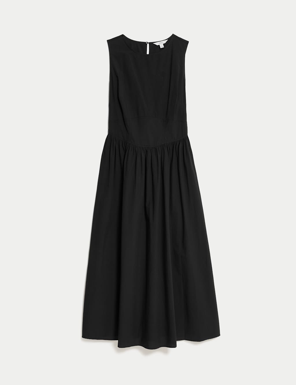 Pure Cotton Round Neck Midi Waisted Dress 2 of 5
