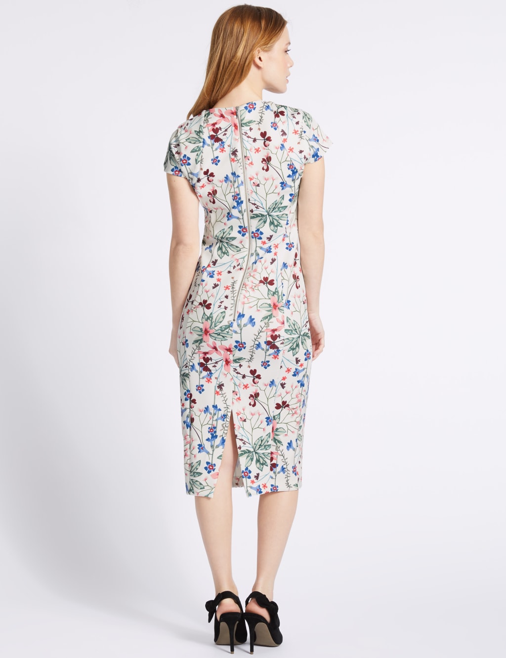 PETITE Floral Print Bodycon Midi Dress 4 of 5