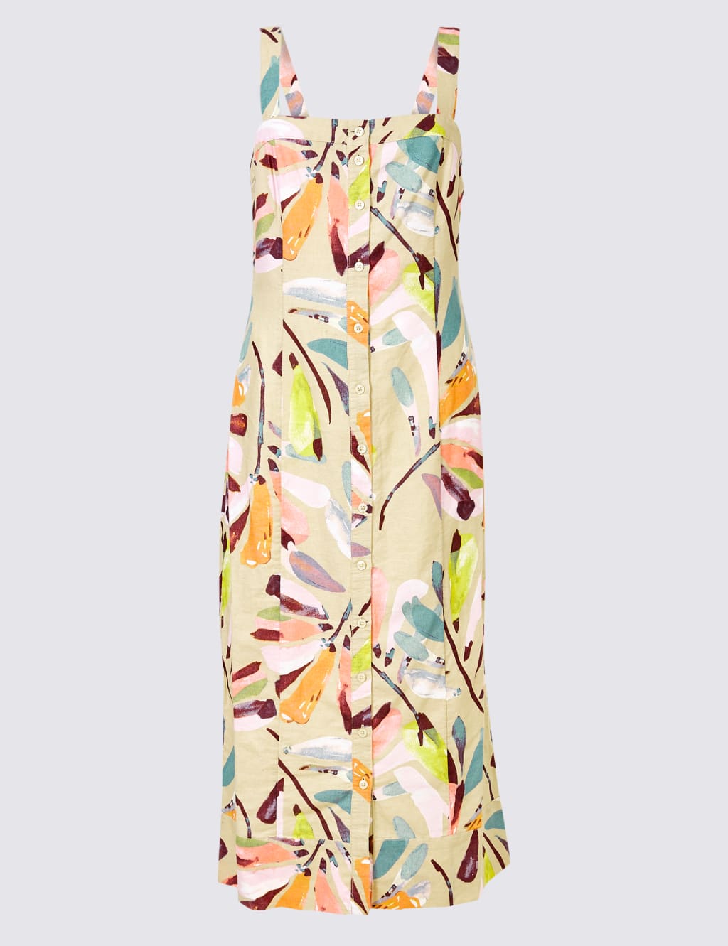 Linen Rich Daisy Print A-Line Midi Dress 2 of 5