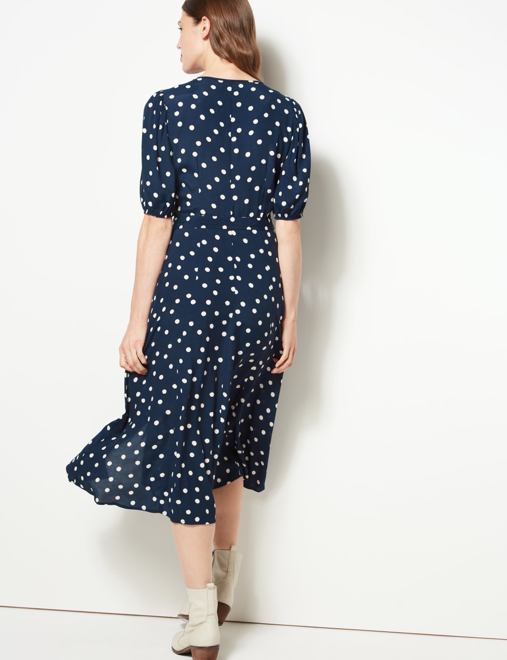 Polka Dot Tie Waist Midi Dress 5 of 5