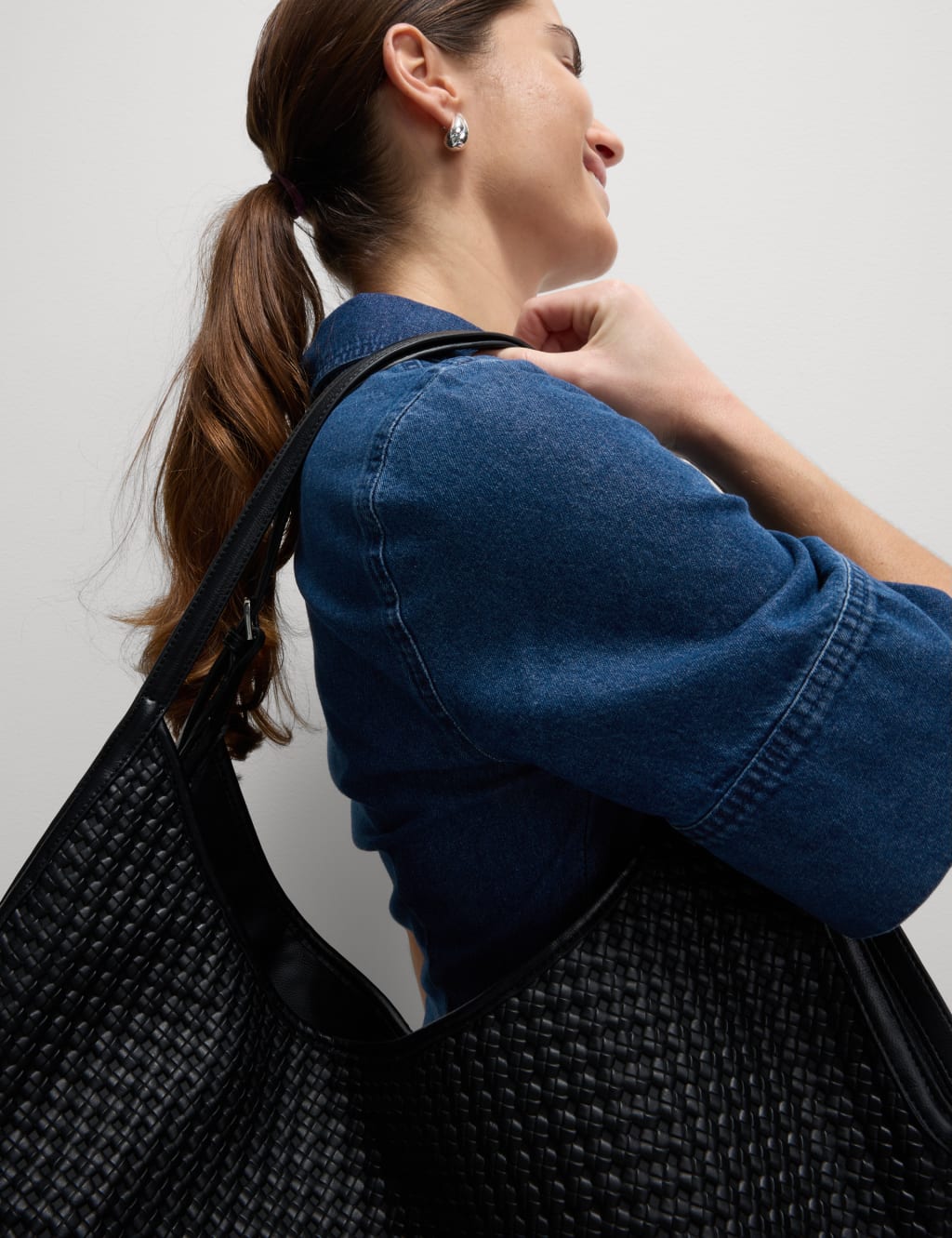 Denim Button Front Midi Shirt Dress 4 of 6