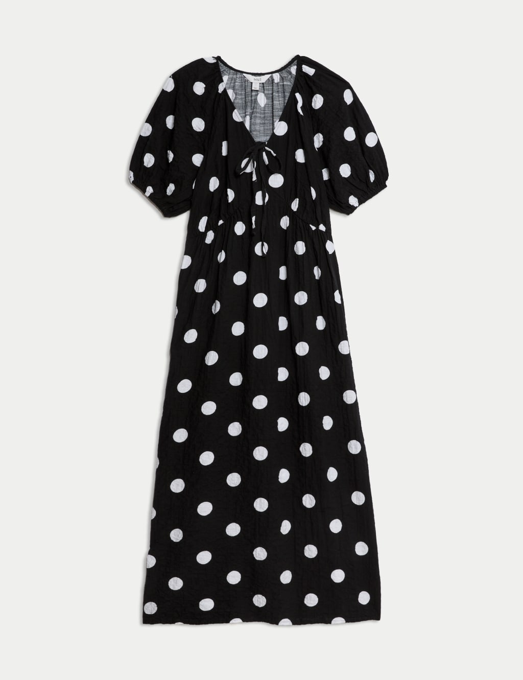 Cotton Rich Polka Dot Midi Waisted Dress 2 of 5
