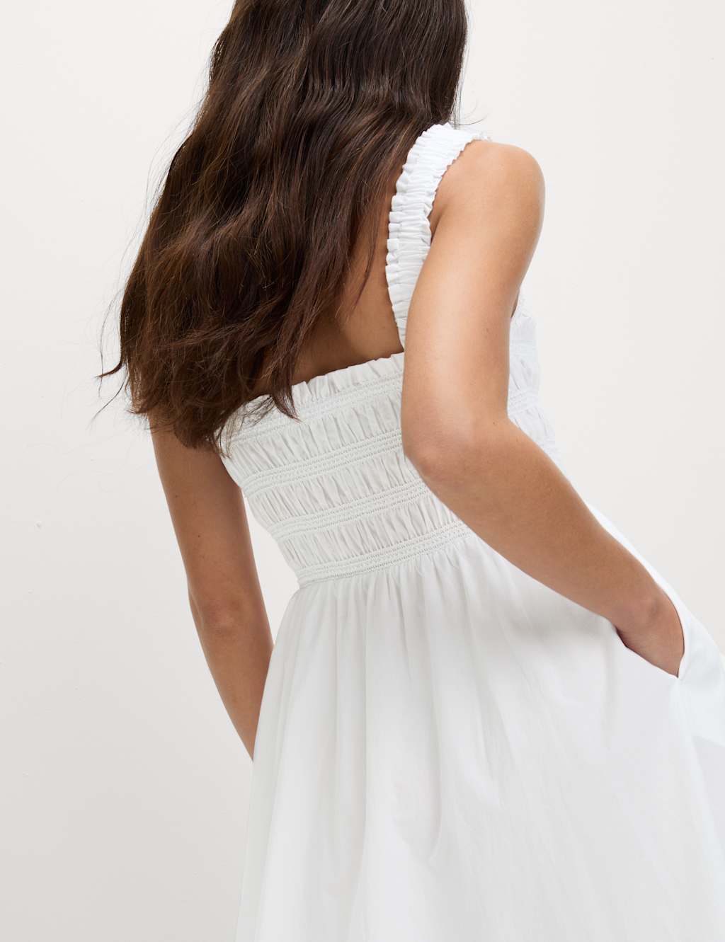 Pure Cotton Textured Midi Waisted Dress 4 of 5