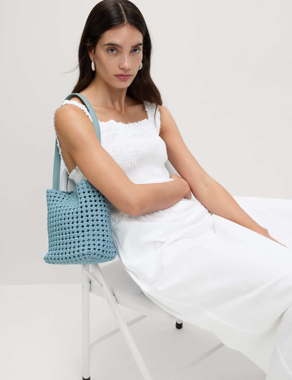 Pure Cotton Textured Midi Waisted Dress 5 of 5