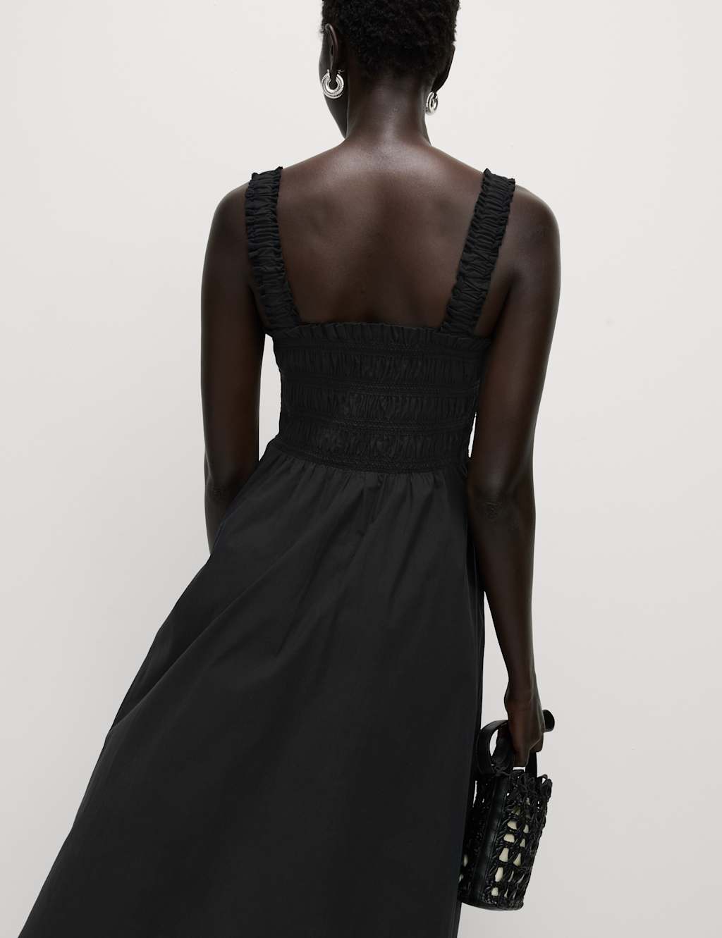 Pure Cotton Textured Midi Waisted Dress 5 of 6