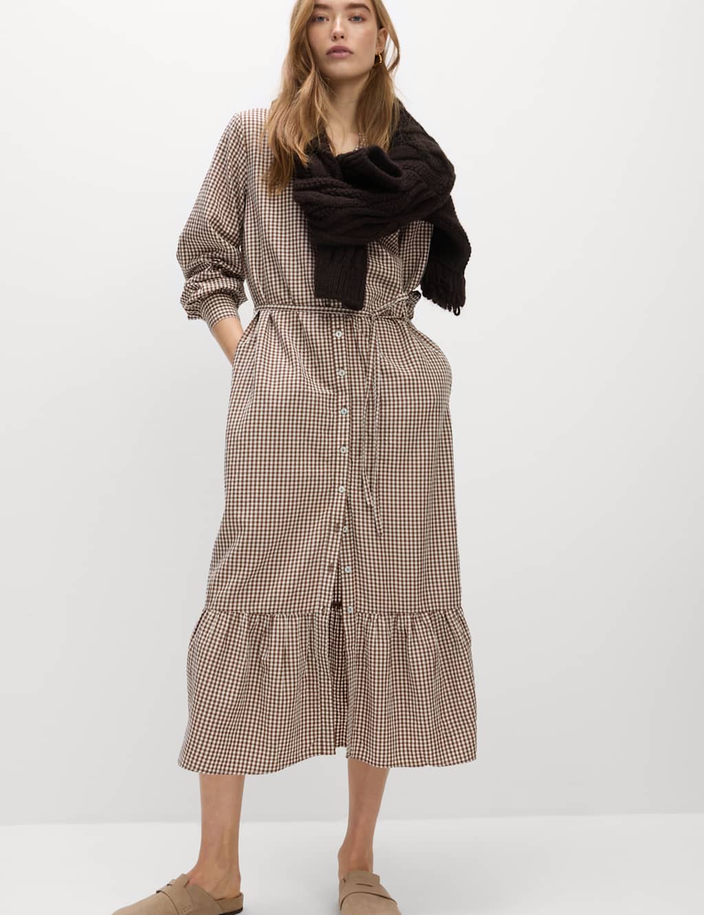 Modal Rich Checked Button Front Midi Dress 3 of 6