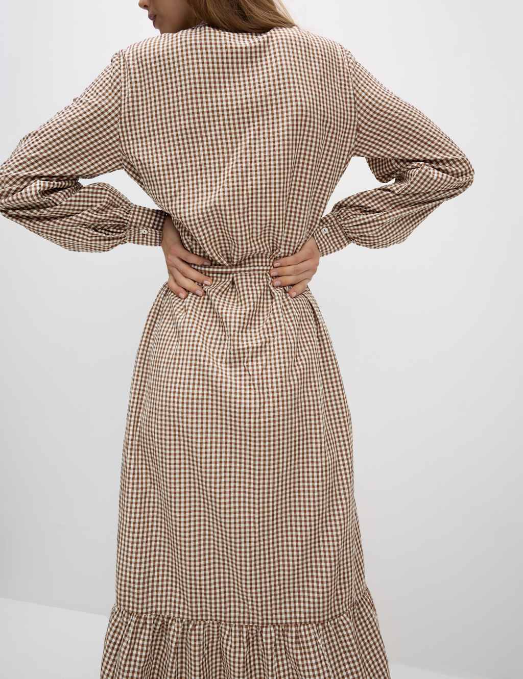 Modal Rich Checked Button Front Midi Dress 5 of 6