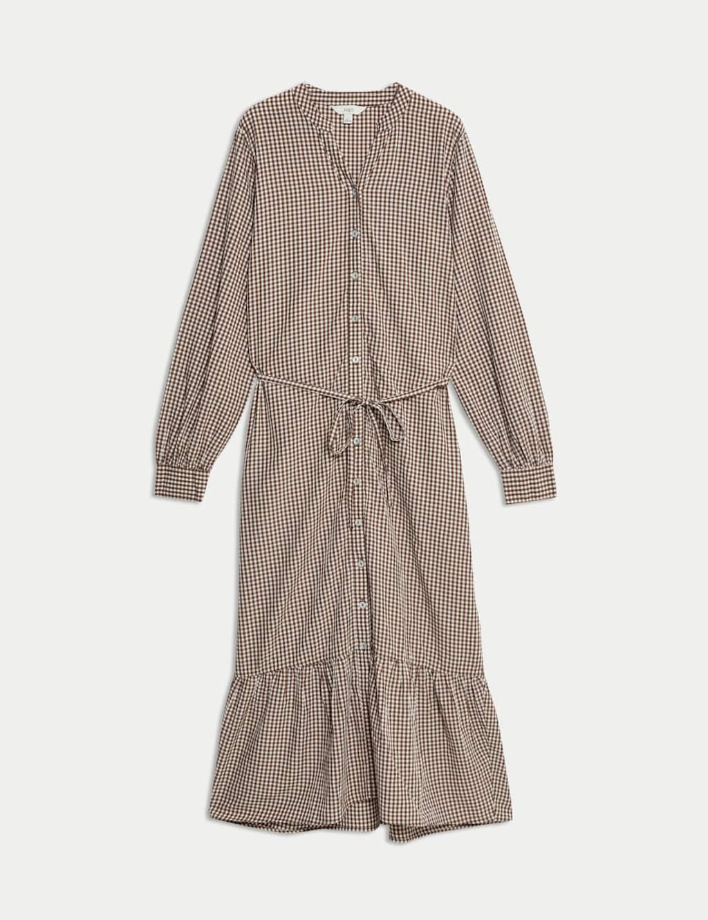 Modal Rich Checked Button Front Midi Dress 2 of 6