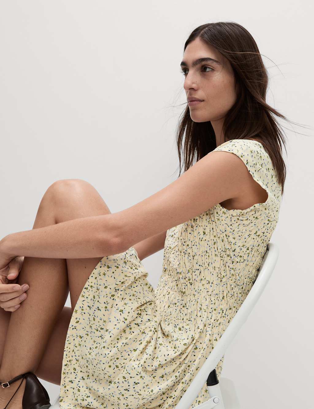 Pure Cotton Printed Mini Shirred Dress 4 of 6
