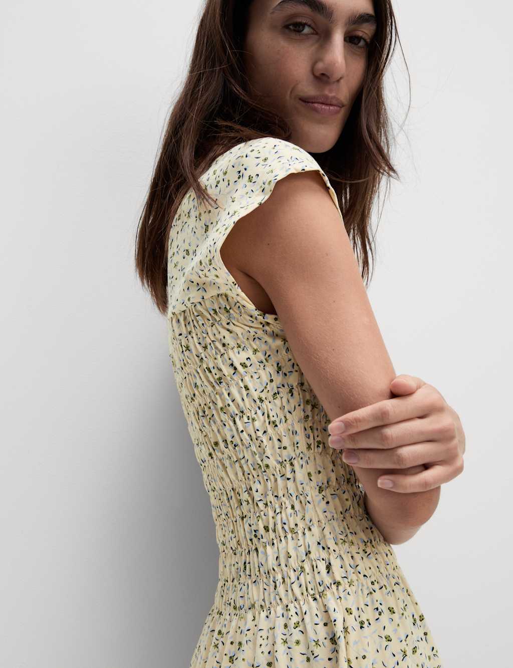 Pure Cotton Printed Mini Shirred Dress 5 of 6