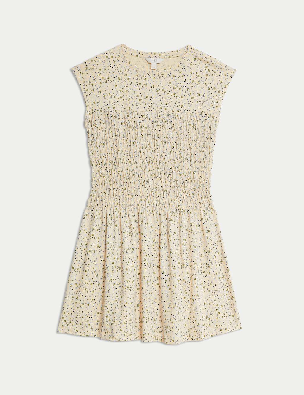 Pure Cotton Printed Mini Shirred Dress 2 of 6