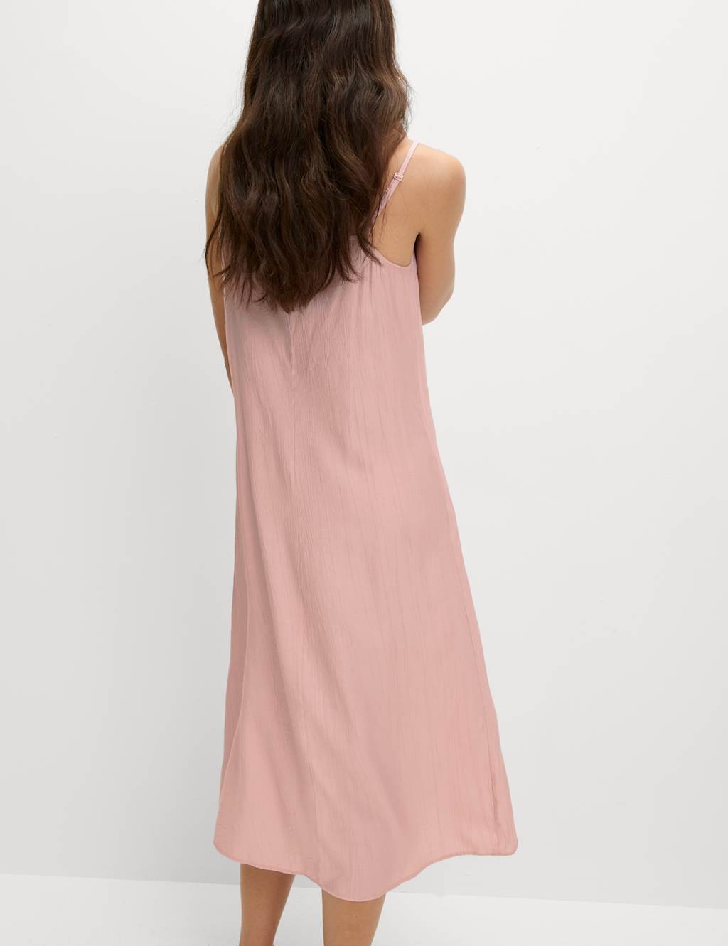 Textured Strappy Midi Cami Relaxed Dress 4 of 5