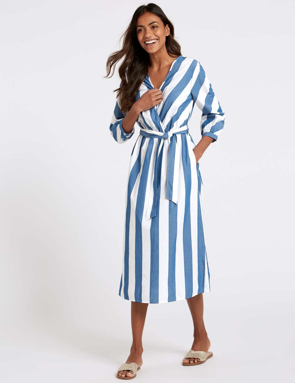 M and s striped dress clearance