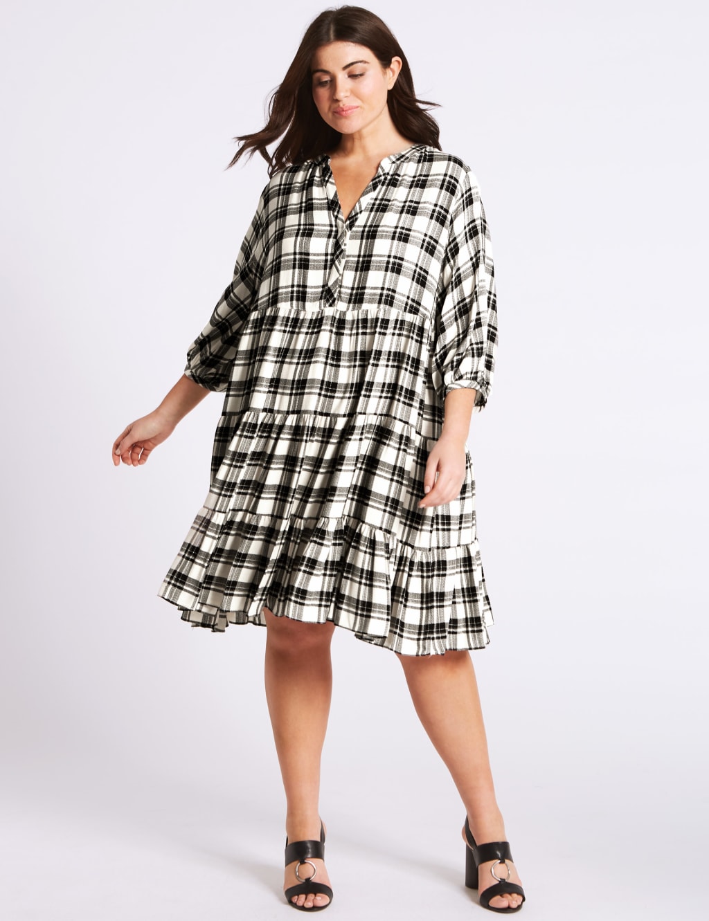 Checked Half Sleeve Skater Dress 4 of 6