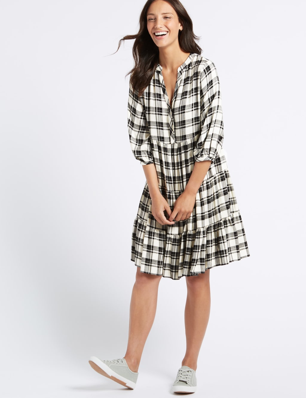 Checked Half Sleeve Skater Dress 5 of 6