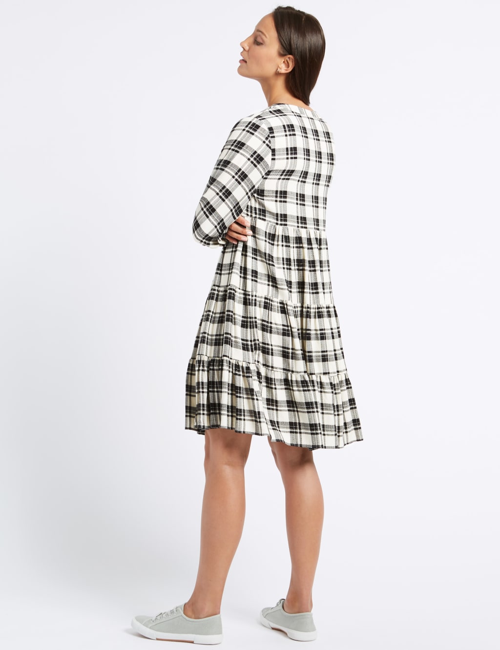Checked Half Sleeve Skater Dress M S Collection M S