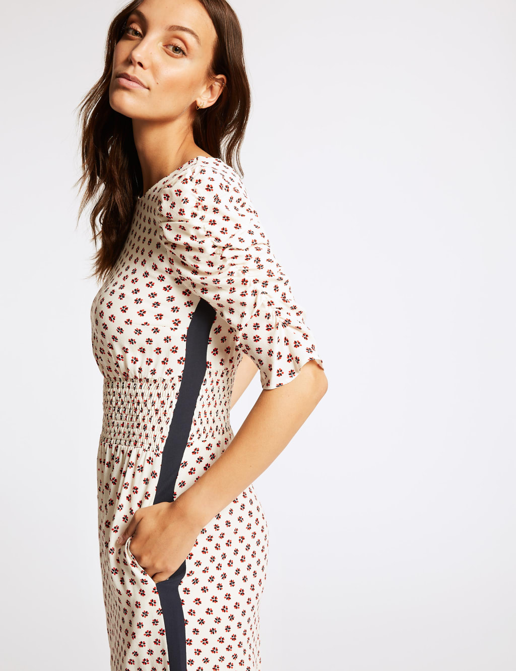 Floral Print Half Sleeve Swing Midi Dress 5 of 5