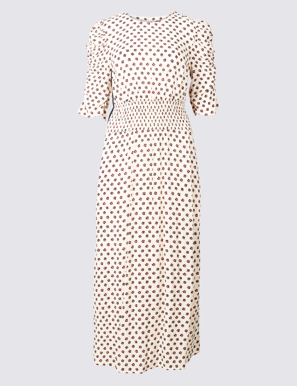 Floral Print Half Sleeve Swing Midi Dress 2 of 5