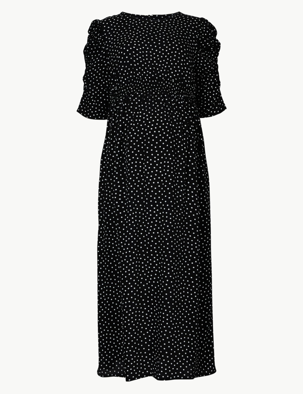 Maternity Polka Dot Waisted Midi Dress 1 of 1