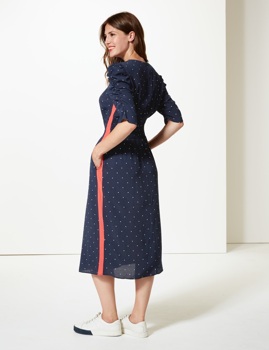 Star Print Half Sleeve Swing Midi Dress M S Collection M S