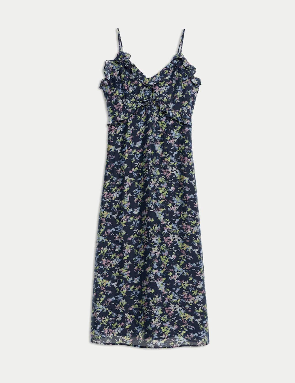 Lyocell Rich Printed Ruffle Midi Cami Dress 2 of 7