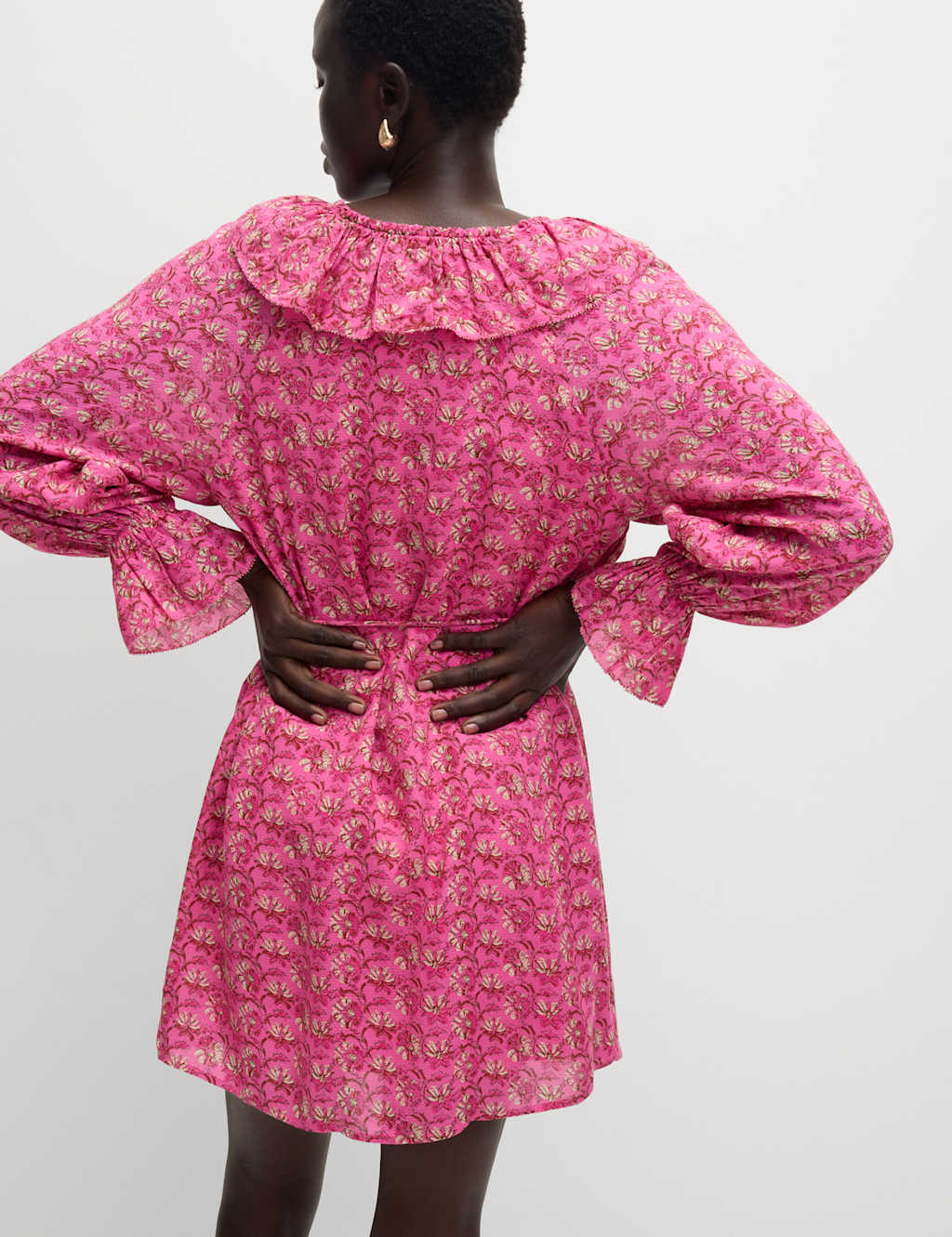 Floral V-Neck Mini Waisted Dress 5 of 5