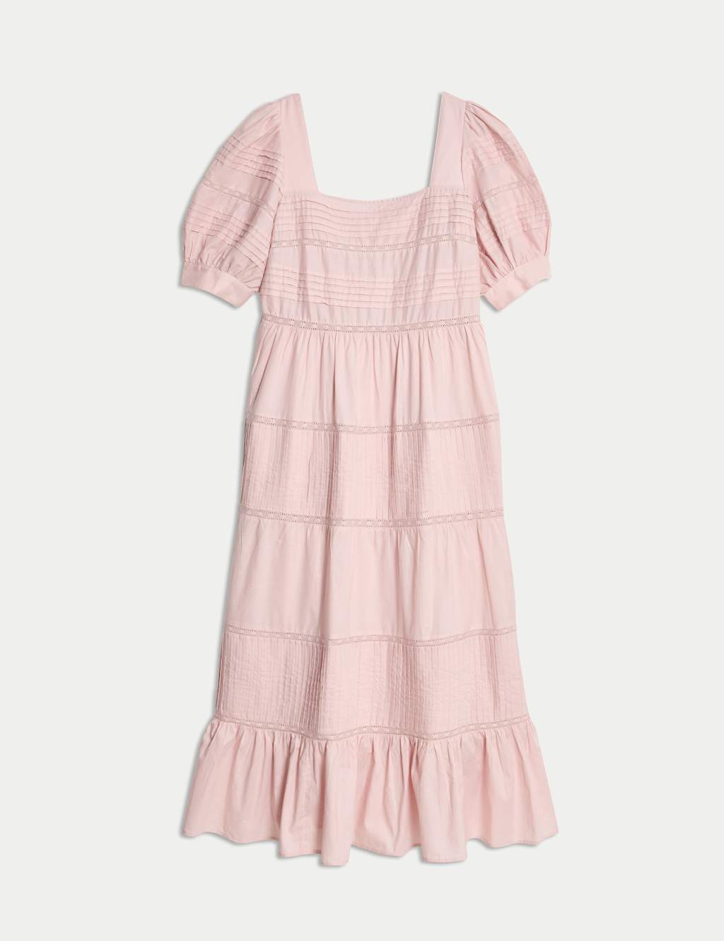 Pure Cotton Pintuck Midi Tiered Dress 2 of 5