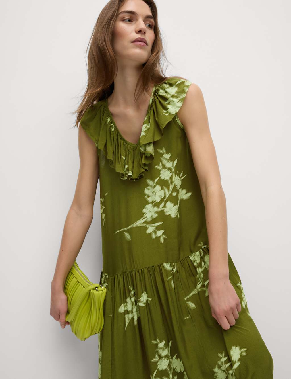 V-Neck Frill Detail Midaxi Relaxed Dress 5 of 7