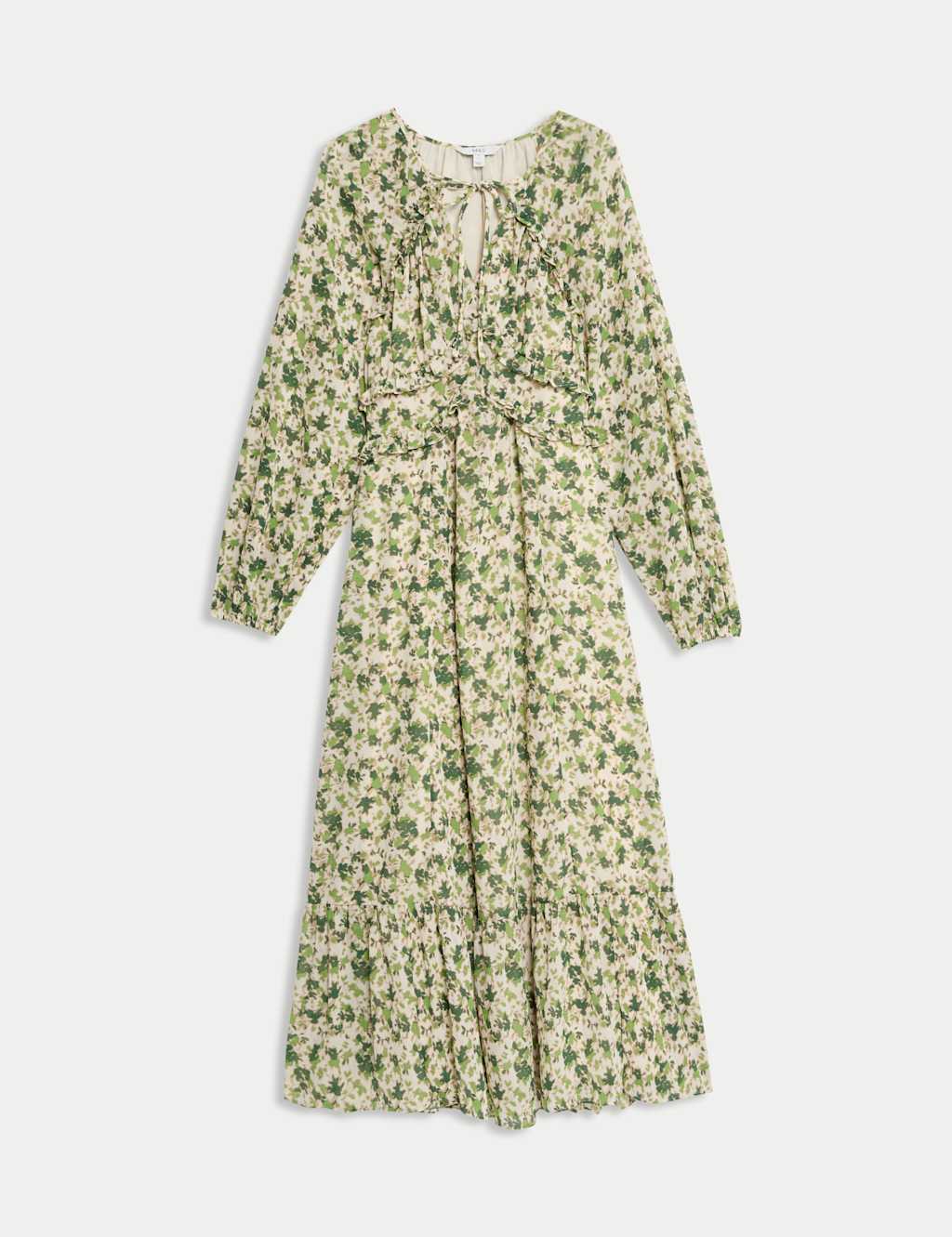 Chiffon Floral V-Neck Midaxi Waisted Dress 2 of 6