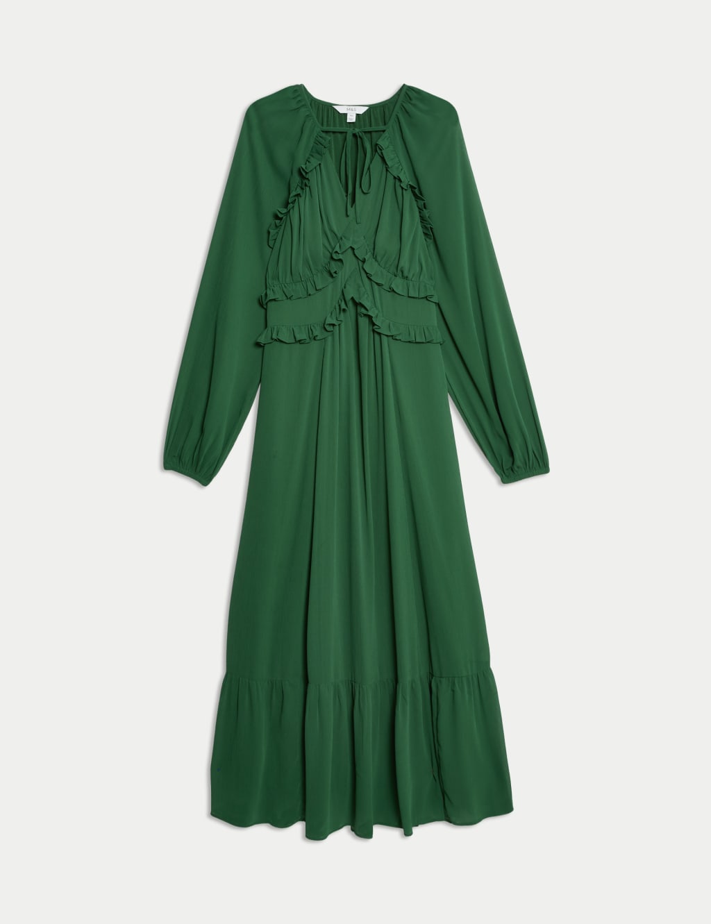 Chiffon V-Neck Ruffle Midaxi Waisted Dress 2 of 6