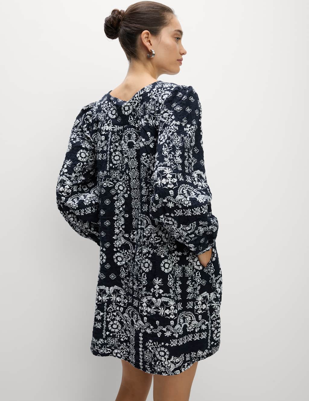 Cotton Rich Printed Mini Swing Dress 4 of 5