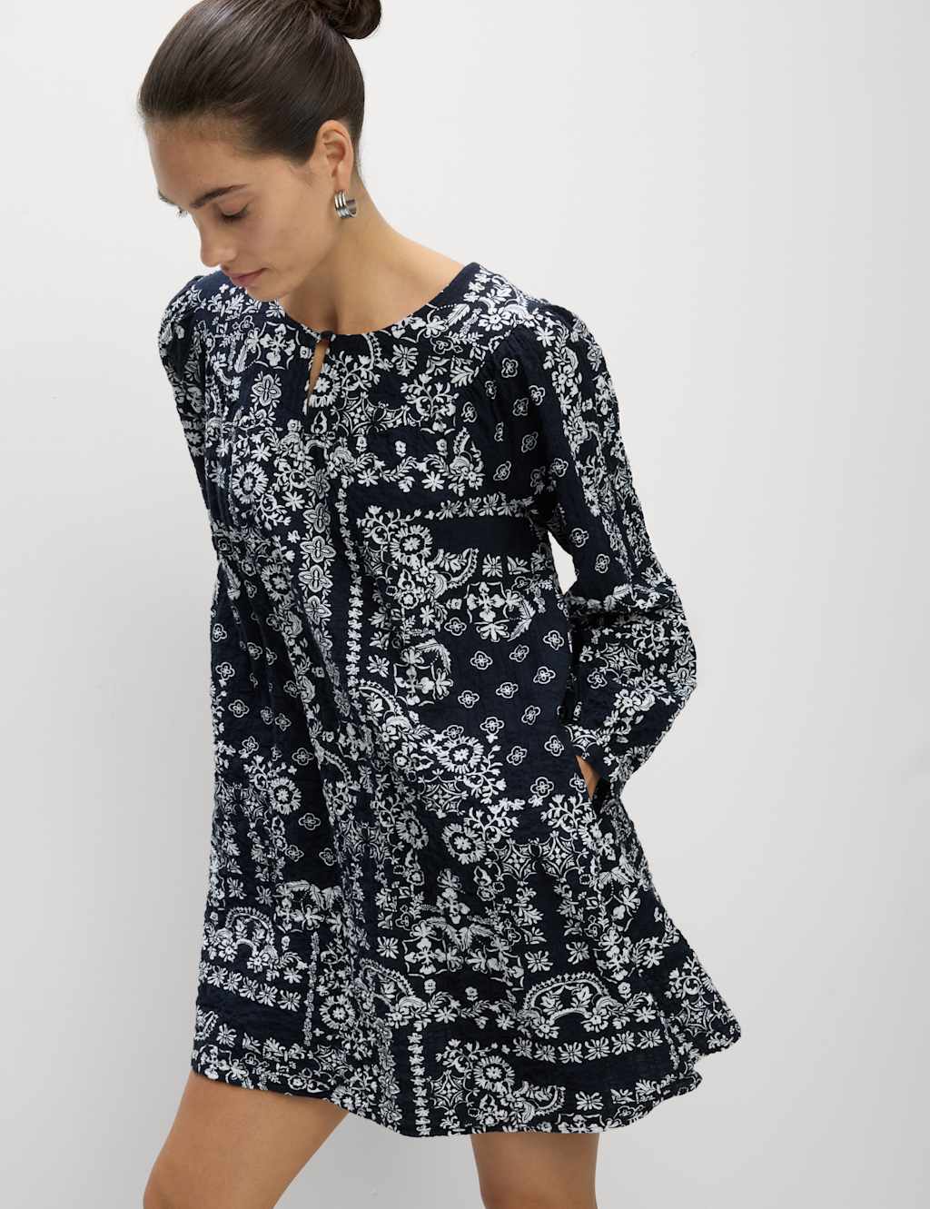 Cotton Rich Printed Mini Swing Dress 5 of 5