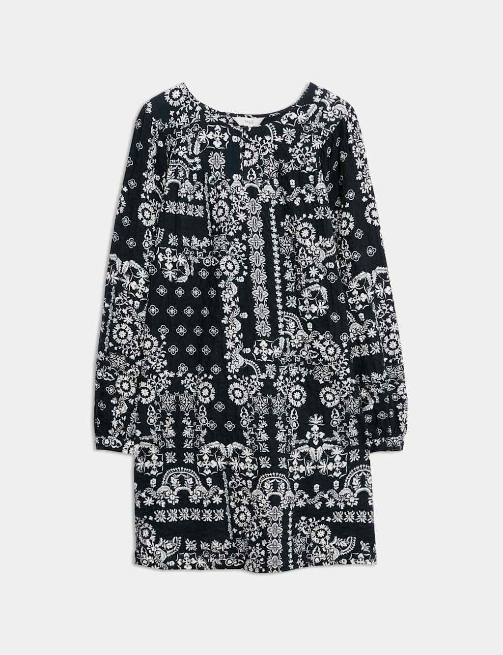 Cotton Rich Printed Mini Swing Dress 2 of 5