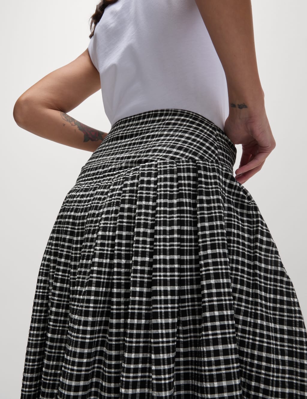Checked Pleated Midaxi A-Line Skirt 4 of 4