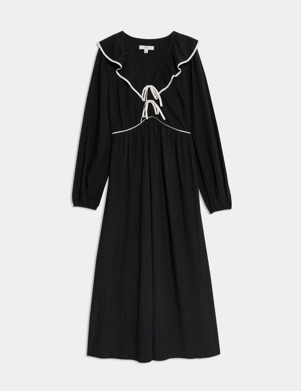 Modal Rich Textured Ruffle Midi Waisted Dress 2 of 4