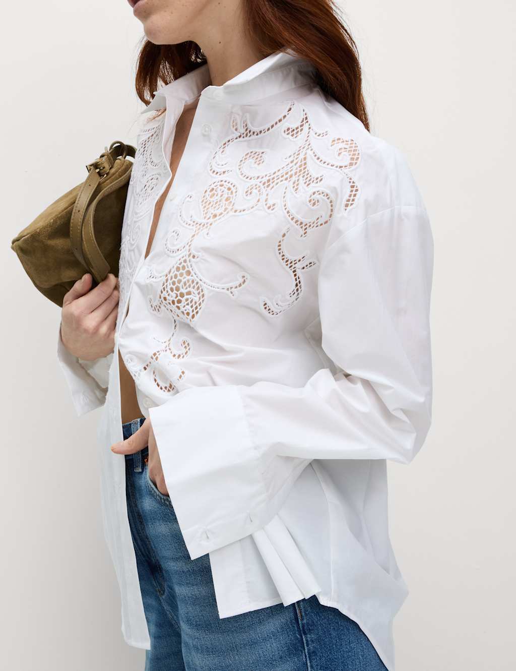 Pure Cotton Broderie Collared Shirt 4 of 6
