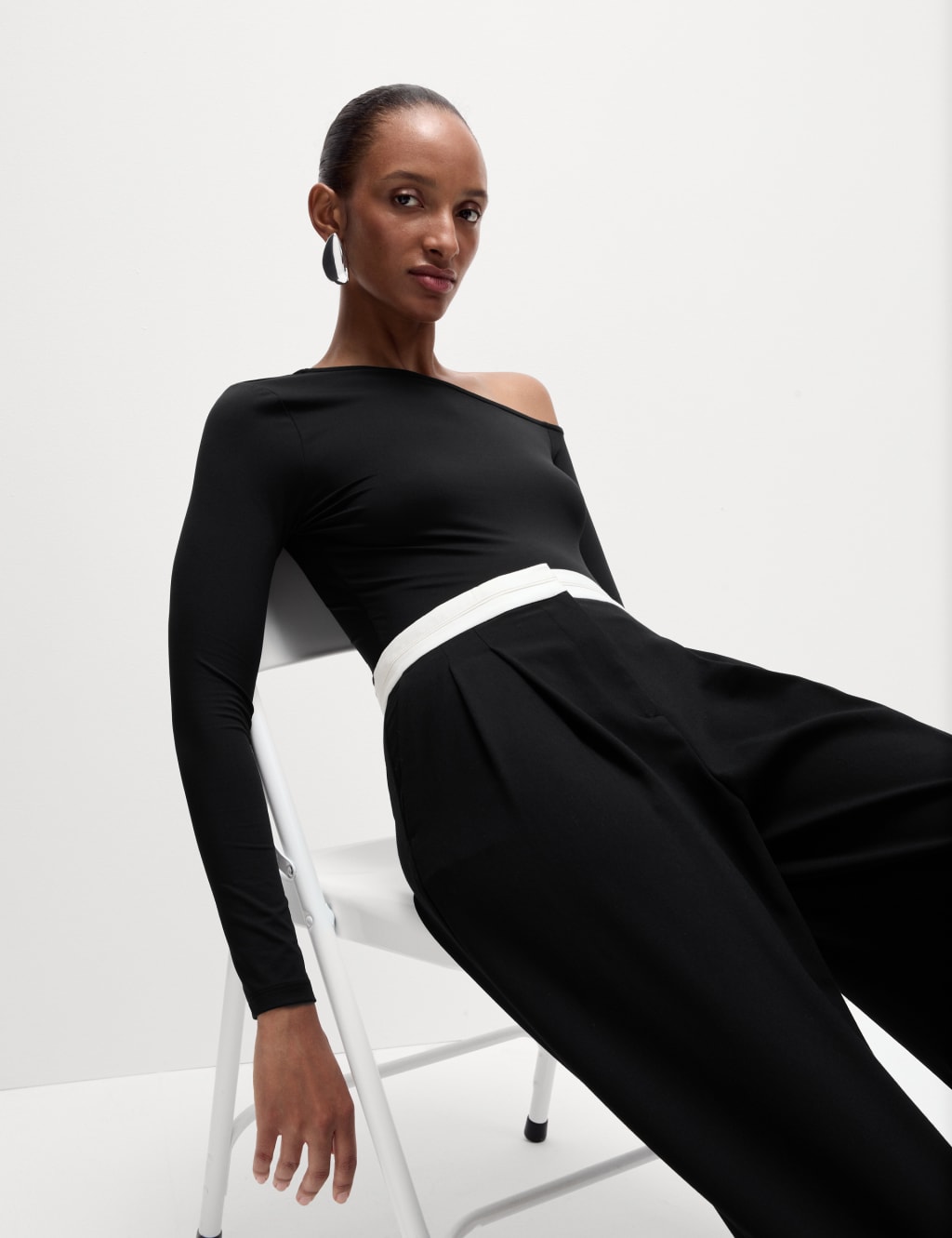 Jersey One Shoulder Top M S Collection M S